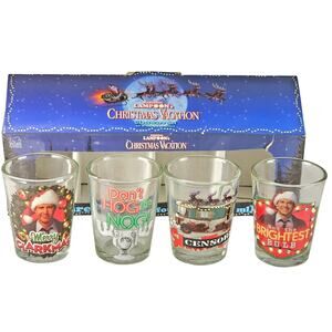 Christmas Vacation Shot Glass Set 4pc Clark Griswold 1.5oz Holiday Drink Bar